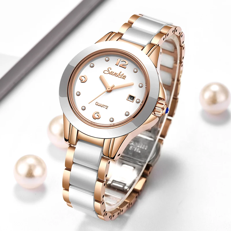 Luxury Ceramic Watch - Sunkta moda casual orologio da donna