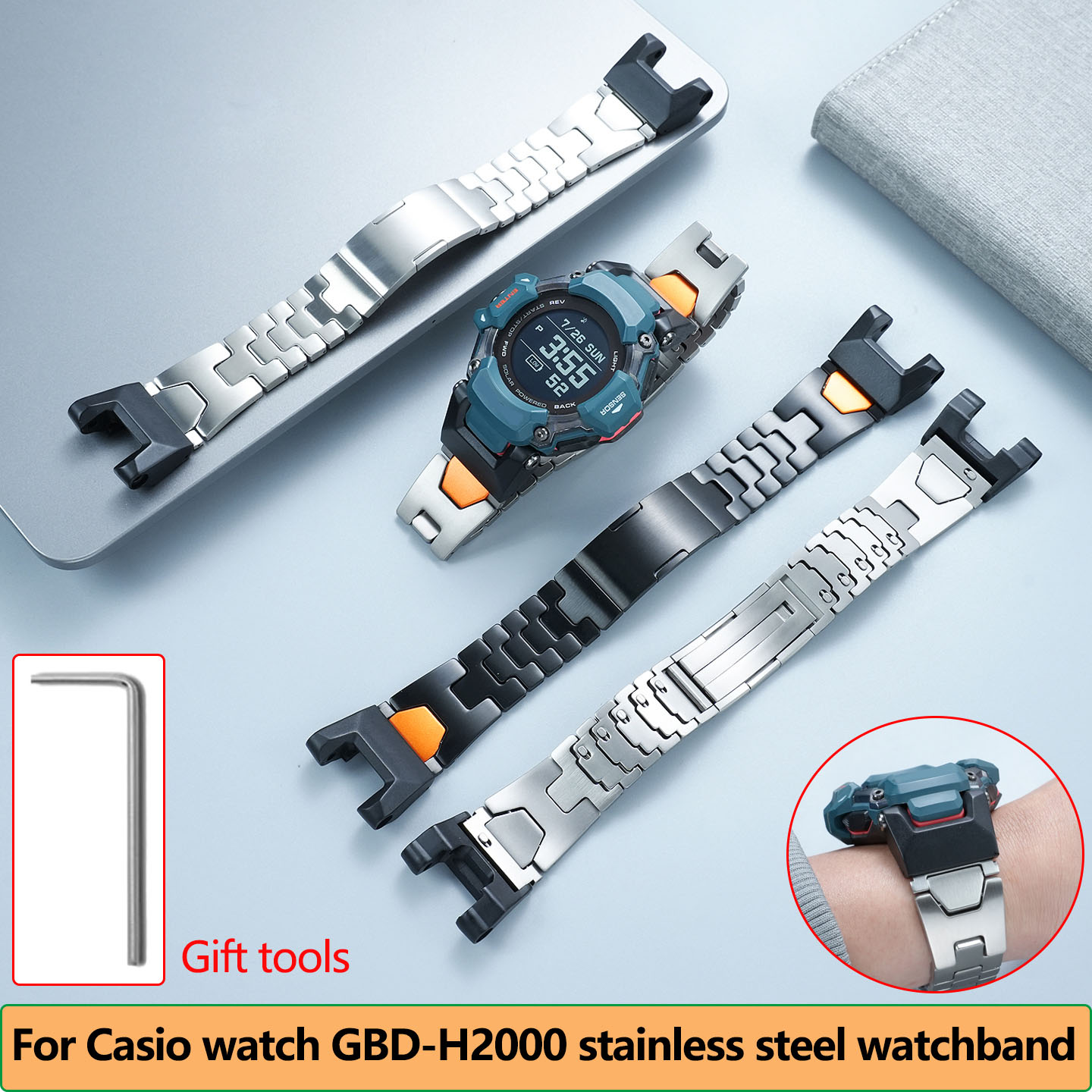 Casio Watches Smartwatch - Bracciale con cinturino in metallo impermeabile