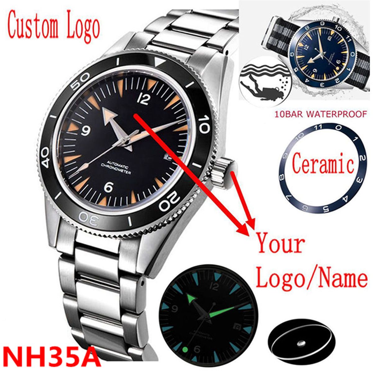 Logo personalizzato NH35 Movim - Luxury Ceramic Watch recensione e prezzo